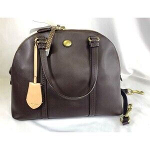 COACH Peyton Cora Domed Satchel Handbag Purse Crossbody Brown Leather F25671